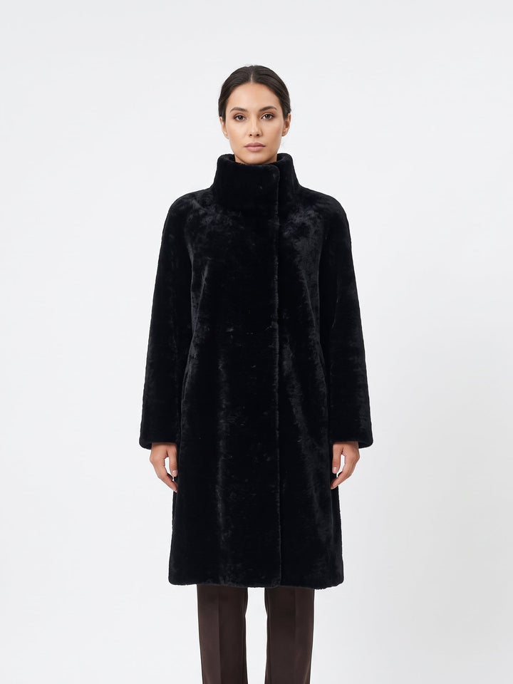 Jamie, 105 cm. - Colletto - Agnello Nappa - Donna - Nero