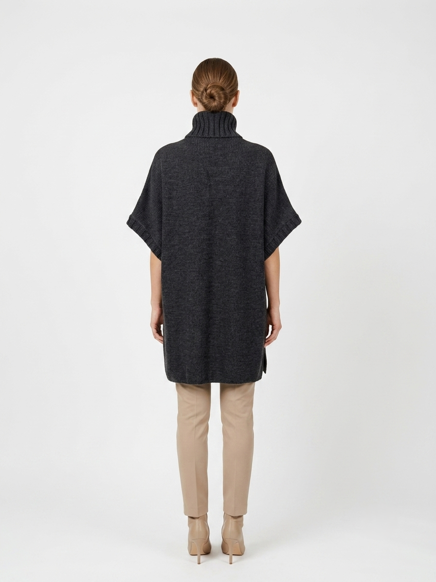 Molli Cape - Lampaannahka - Naiset - Musta