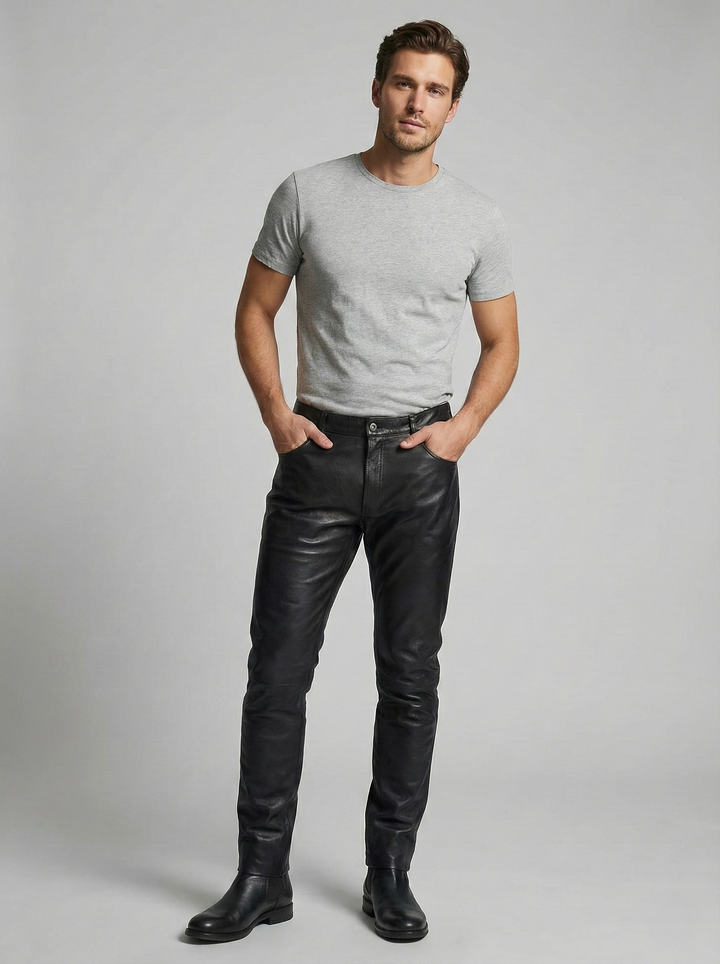 Jack - Buffalo Læderbukser - Herre - Mørkebrun 