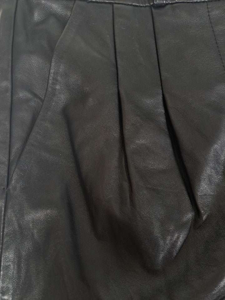 Marina Shorts - Lamb Thick Dace Leather -Women - Black