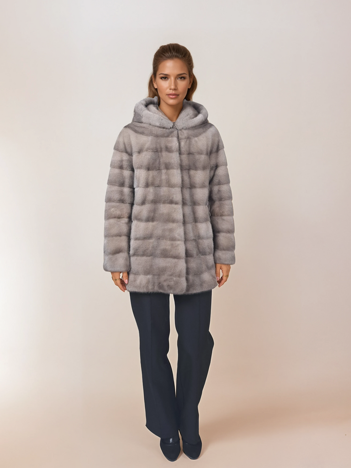 Victoria, 75 cm. - Cappuccio - Mink - Donne - Silver Blue