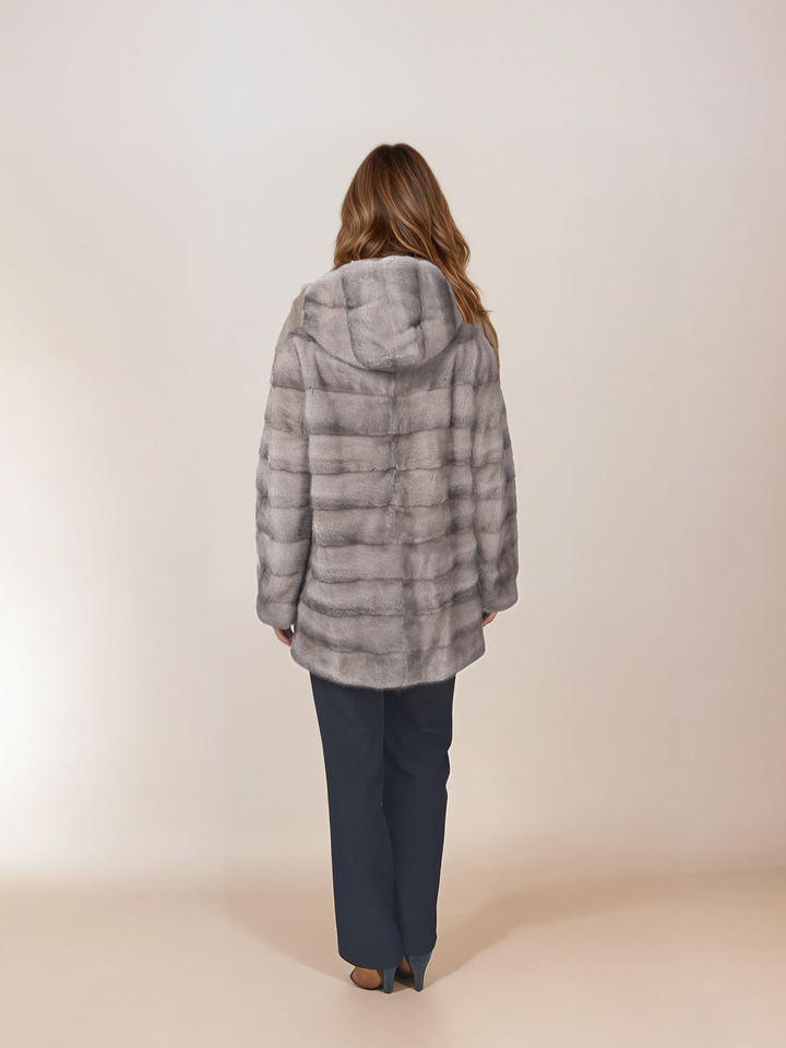 Victoria, 75 cm. - Cappuccio - Mink - Donne - Silver Blue
