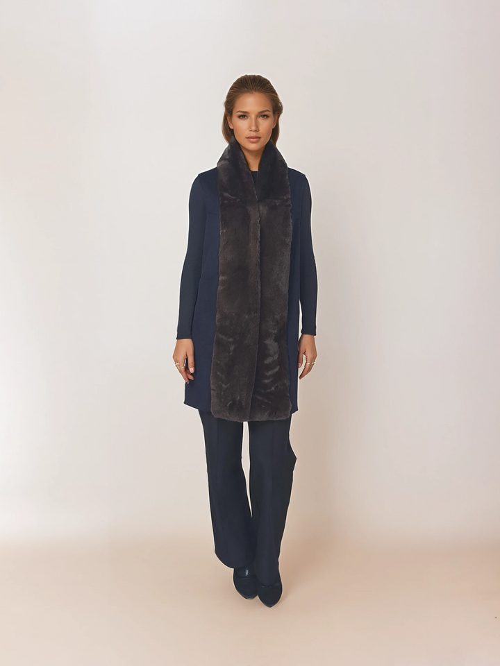 Isaline Vest, 85 cm.  - Wool & Cashmere - Women - Navy