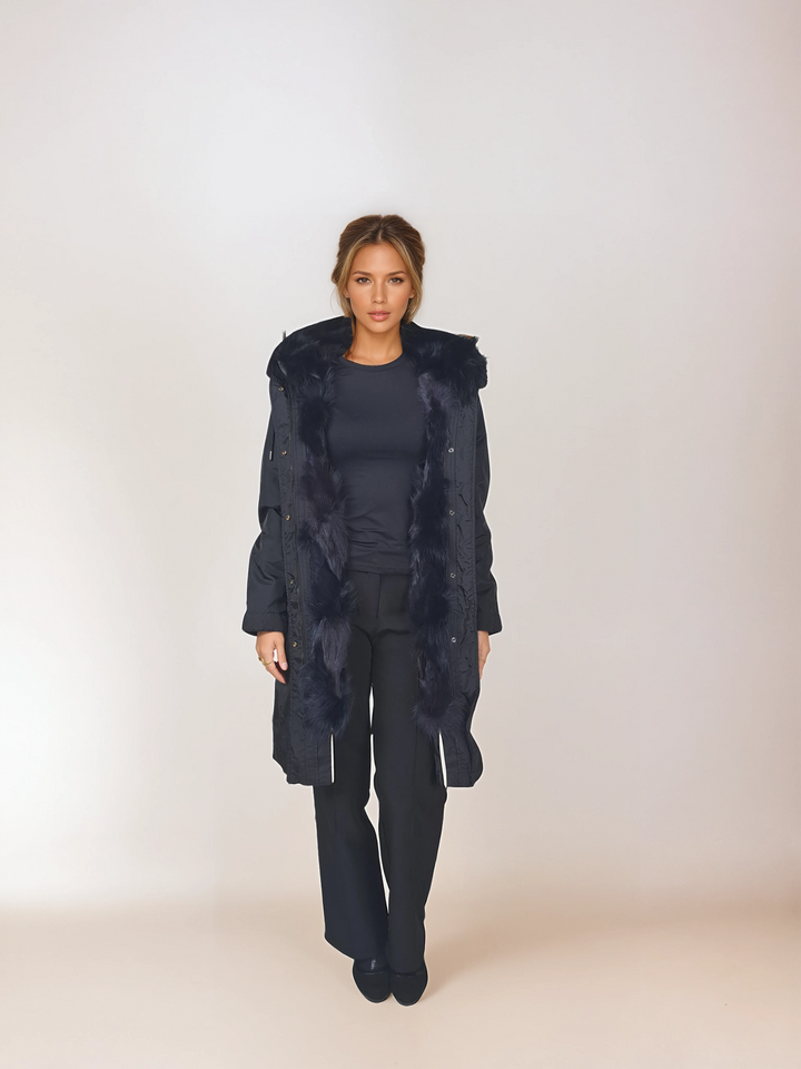 Calgary, 95 cm. - Kapuze - Textil - Damen - Schwarz