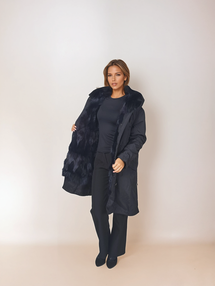 Calgary, 95 cm. - Kapuze - Textil - Damen - Schwarz