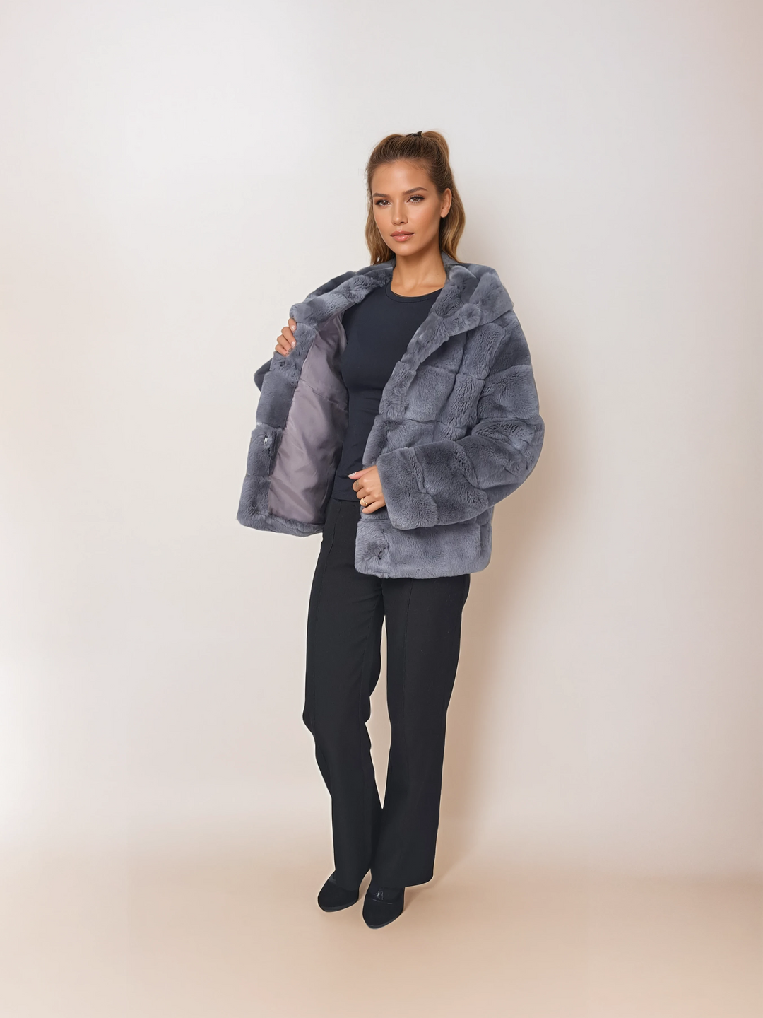 Petrovski, 60 cm. - Hætte - Rex - Damer - Lysegrå