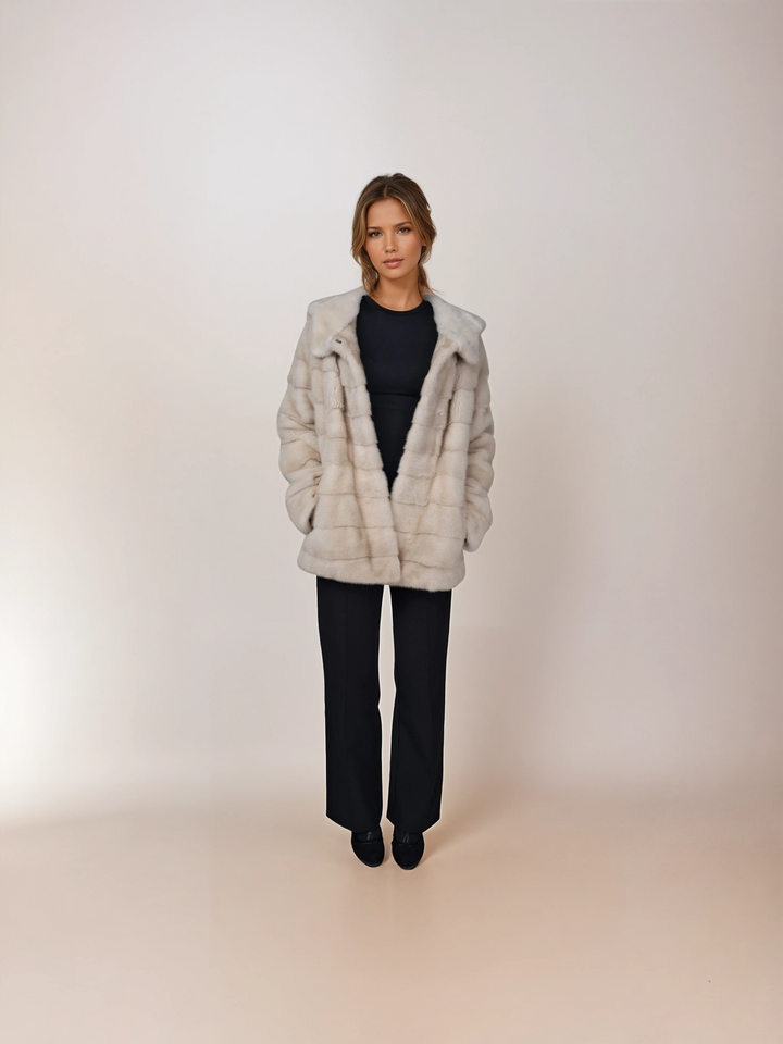 Trinity, 73 cm. - Cappuccio - Giacca in pelliccia di visone - Donne - Pearl