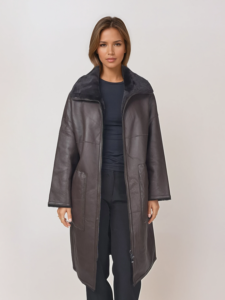 Isilda, 105 cm. - Collar - Nappa Lamb - Women - Dark Brown