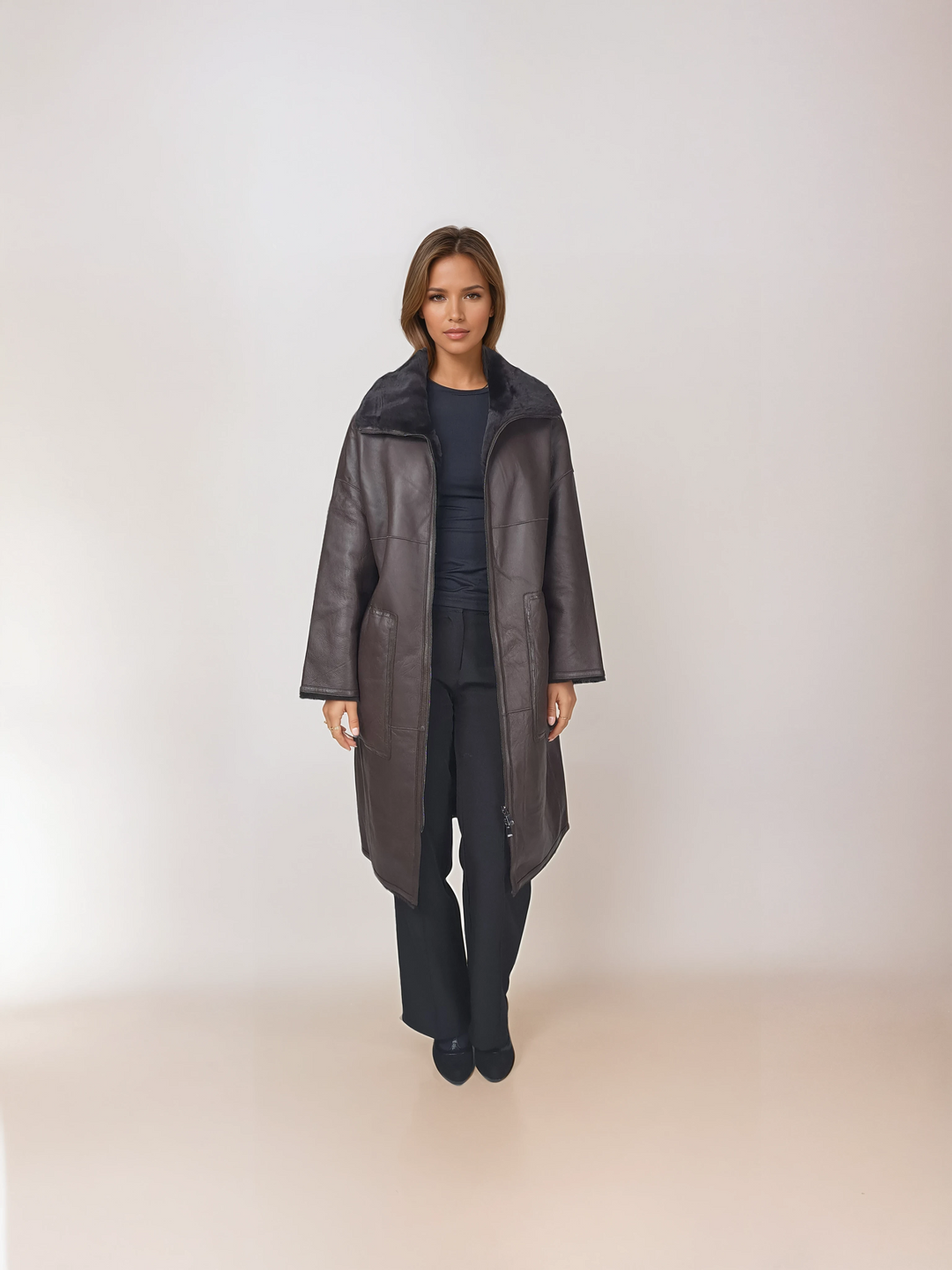 Isilda, 105 cm. - Collar - Nappa Lamb - Women - Dark Brown