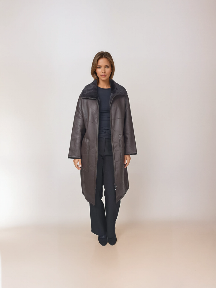 Isilda, 105 cm. - Collar - Nappa Lamb - Women - Dark Brown