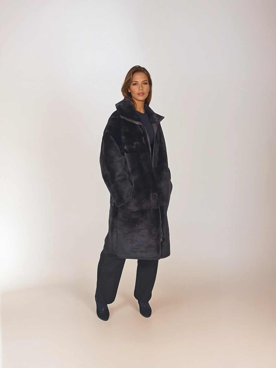 Isilda, 105 cm. - Collar - Nappa Lamb - Women - Dark Brown