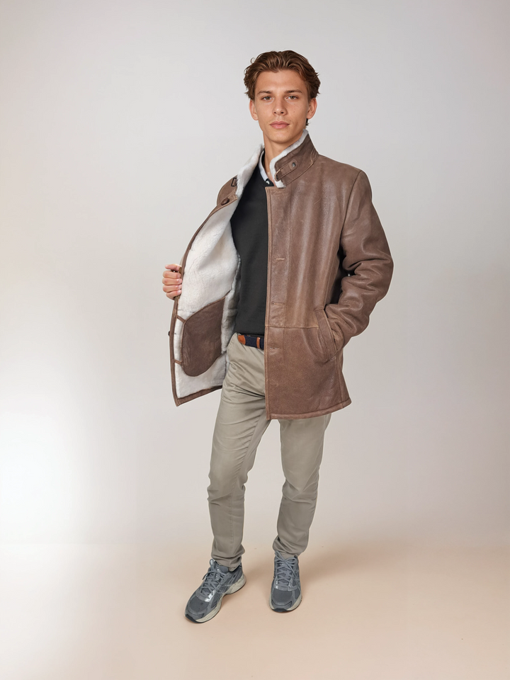 Küfer, 80 cm. - Kragen - Nappa Lamm Crack - Herren - Whiskey