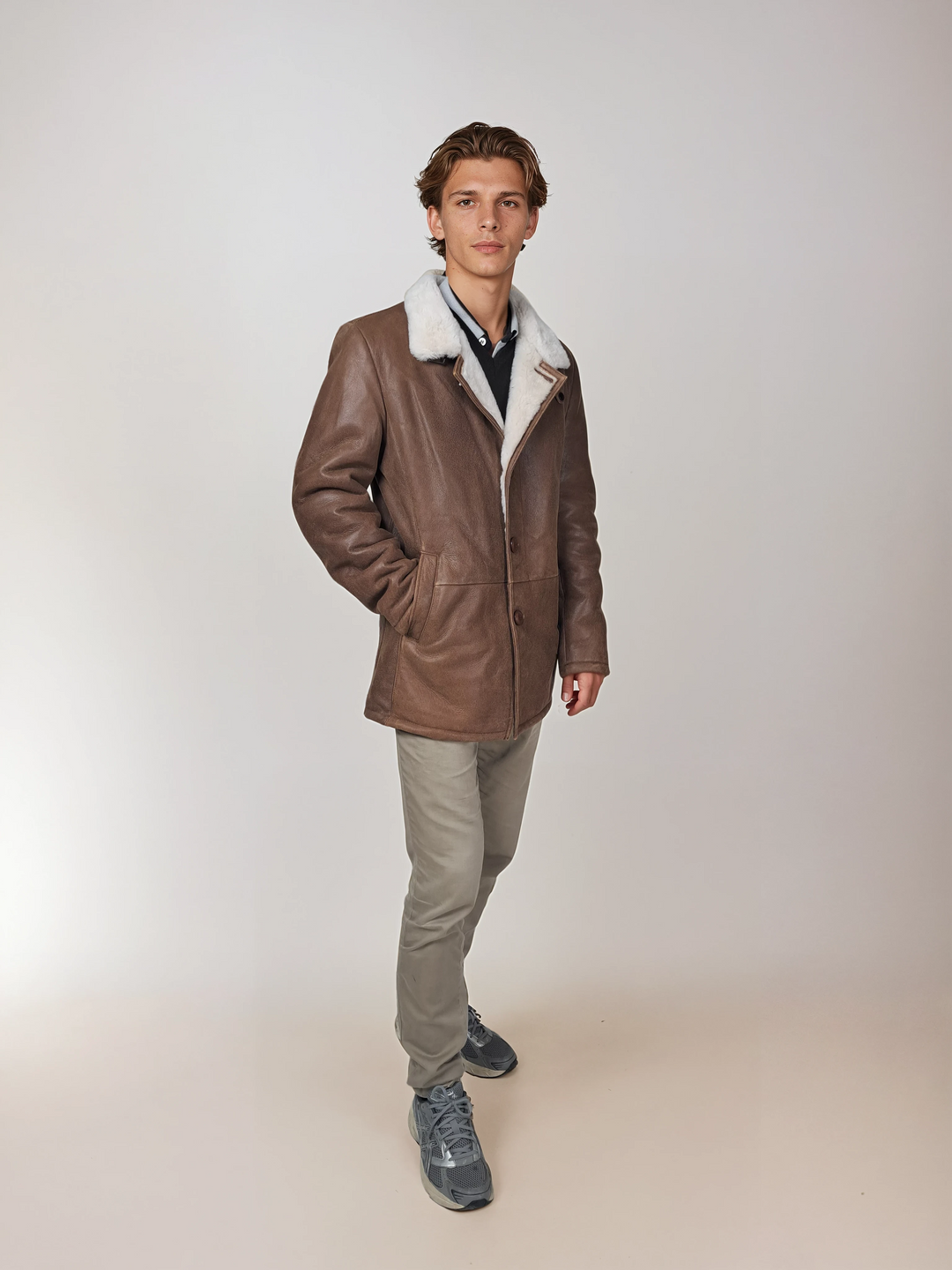 Küfer, 80 cm. - Kragen - Nappa Lamm Crack - Herren - Whiskey