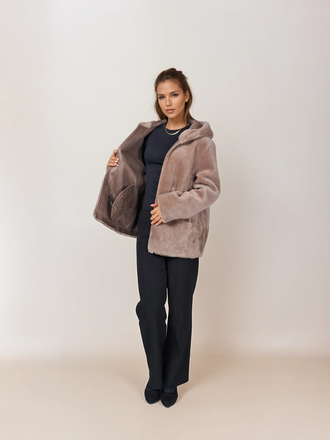 Ilda, 72 cm. - Hood - Air Wool - Women - Chestnut