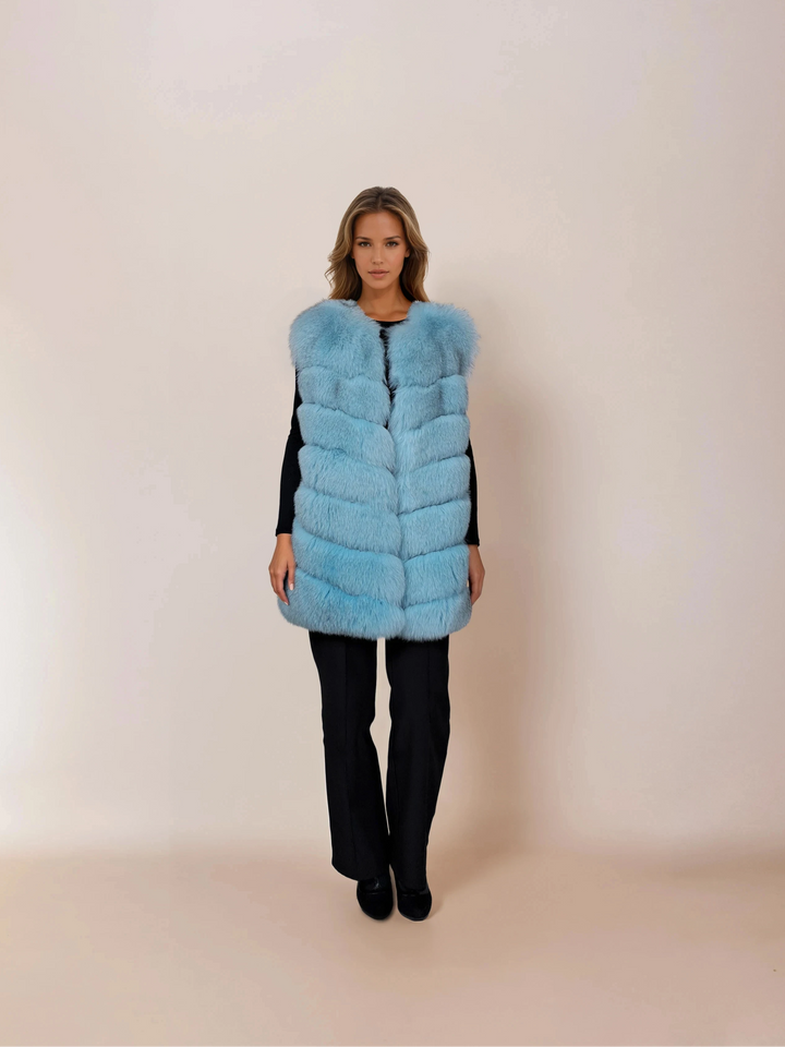 146 Weste, 75 cm. - Blauer Fuchs - Damen - Türkis