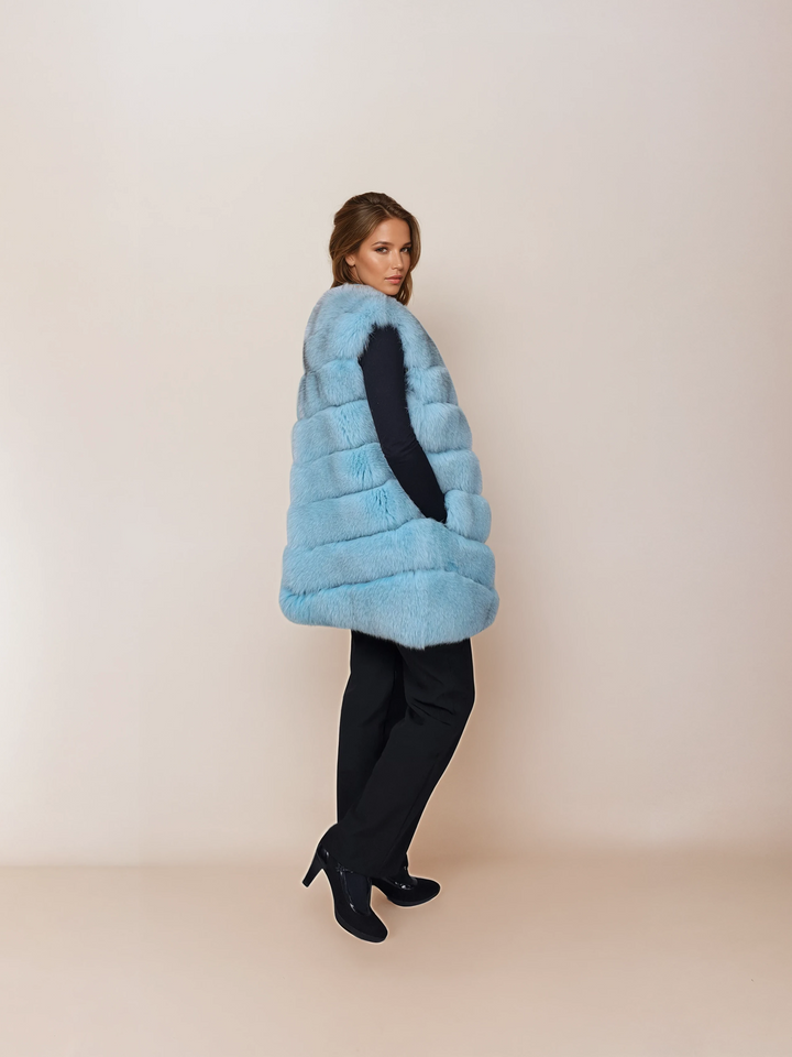 146 Weste, 75 cm. - Blauer Fuchs - Damen - Türkis