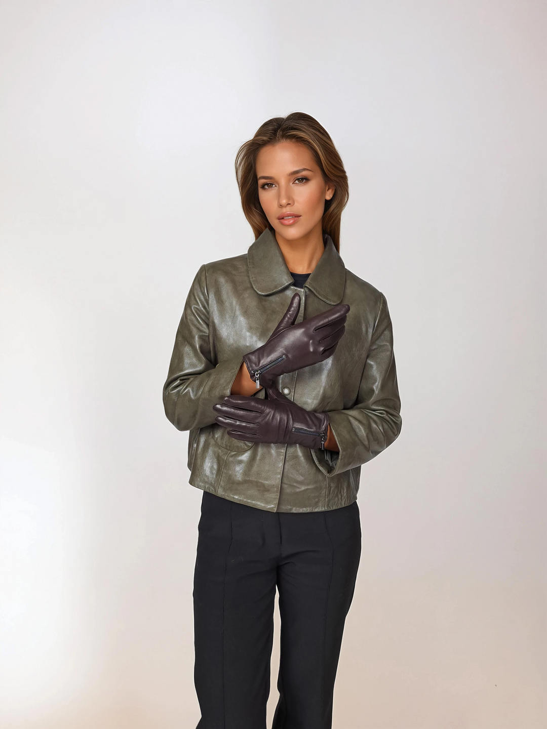 2687-2 Handschoen - Lamb Slink Leather -Accesories - Bruin