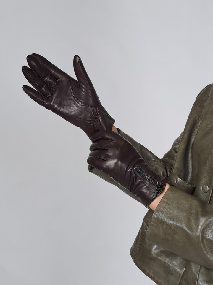 2687-2 Handschoen - Lamb Slink Leather -Accesories - Bruin