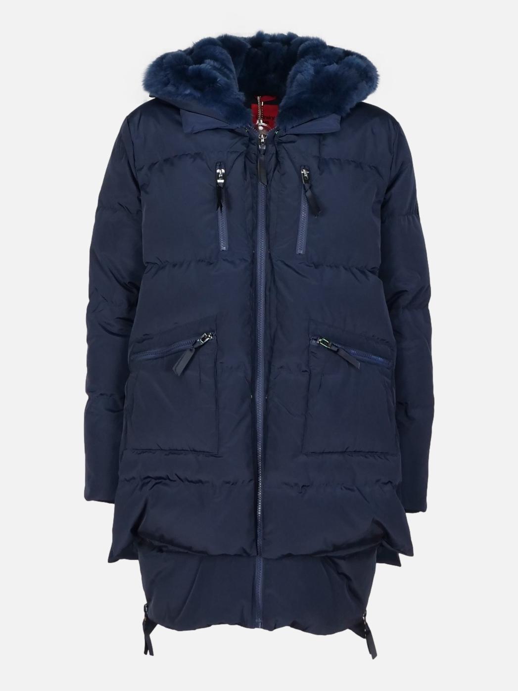 Forever, 90 cm. - Down jacket with fur - Women - Navy blue