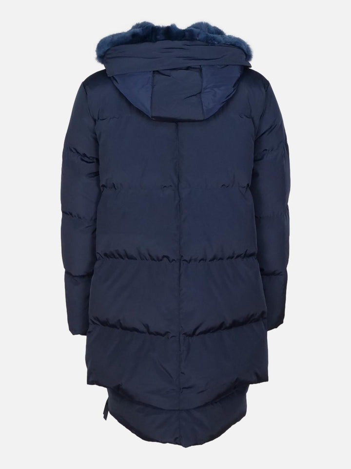 Forever, 90 cm. - Down jacket with fur - Women - Navy blue
