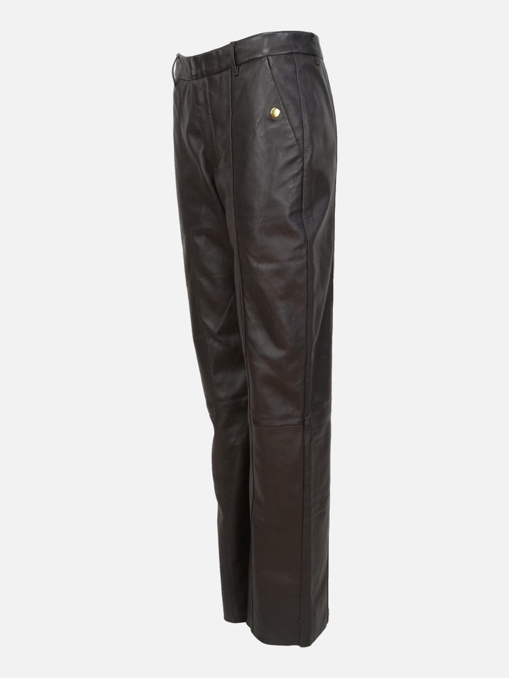 New Puk Trousers - Lamb Nappa Leather - Women - Warm Grey