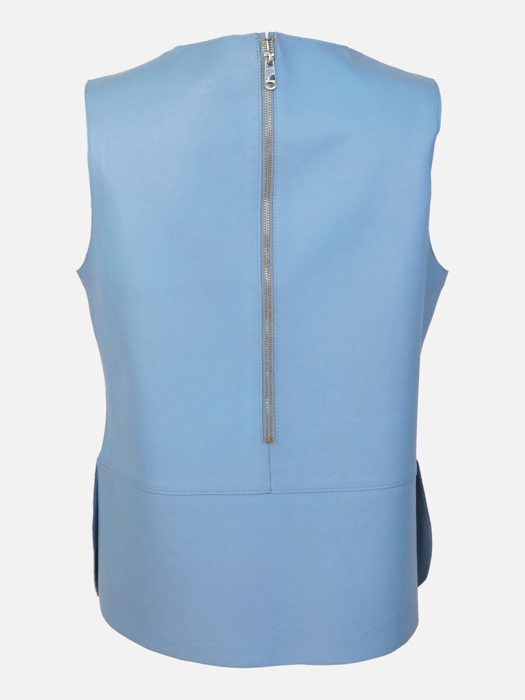 Hope Vest, 59 cm. - Lamb Dior Bonded Leather-Women - Skye Blue