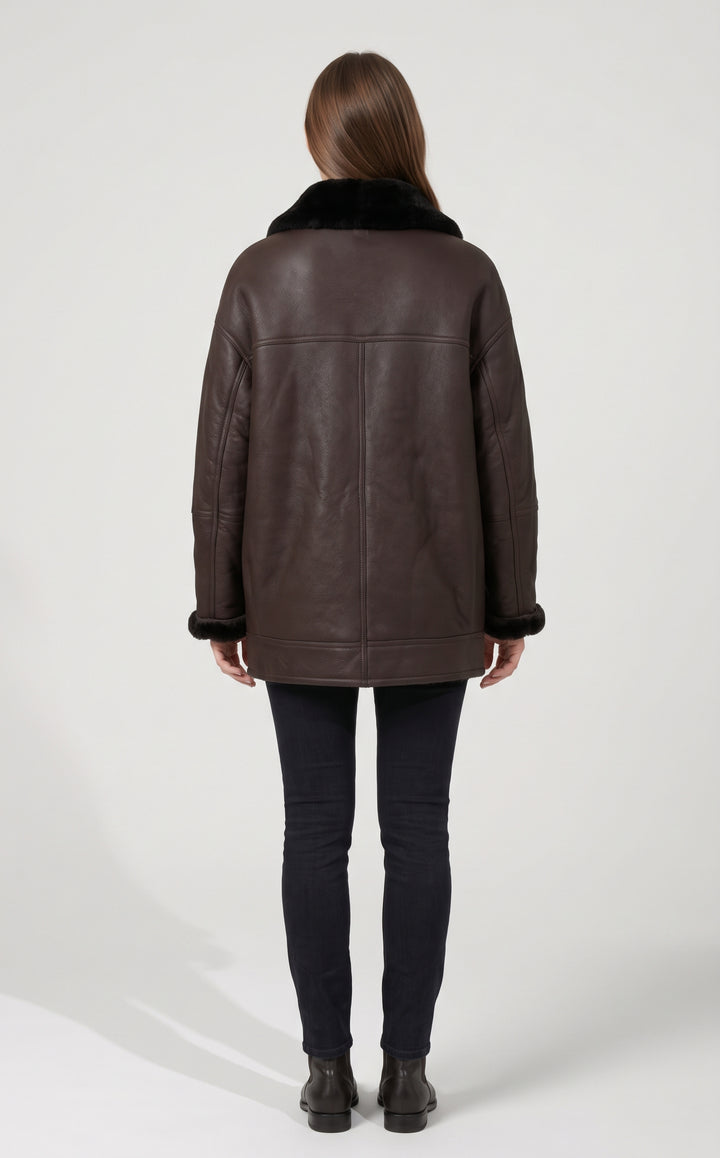 Hervati, 75 cm. - Collar Nappa Lamb Crack - Women Brown
