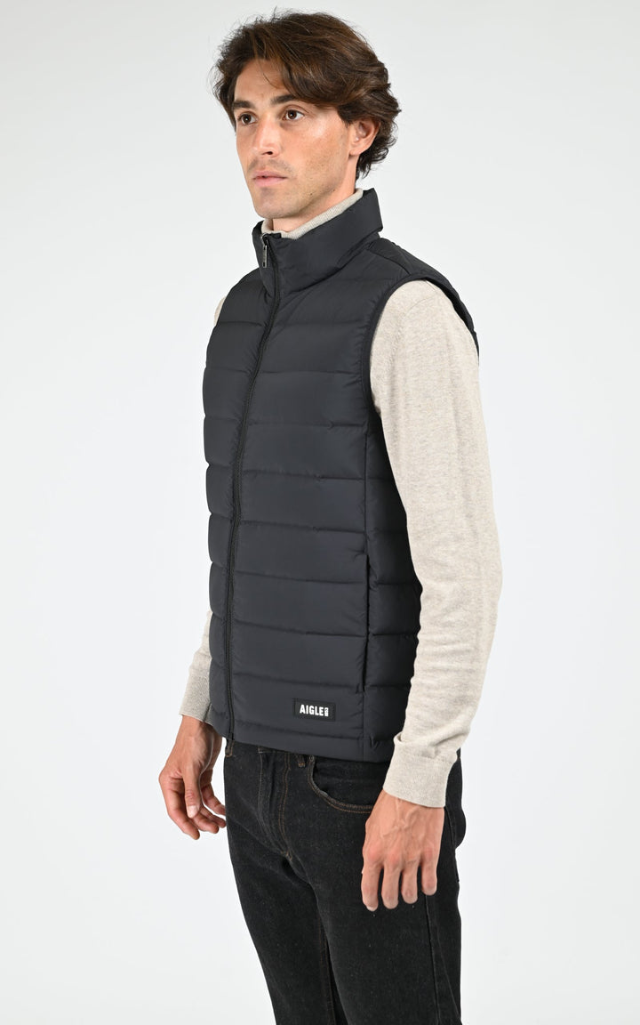 Black Aigle Short Sleeveless Puffer Jacket - Men