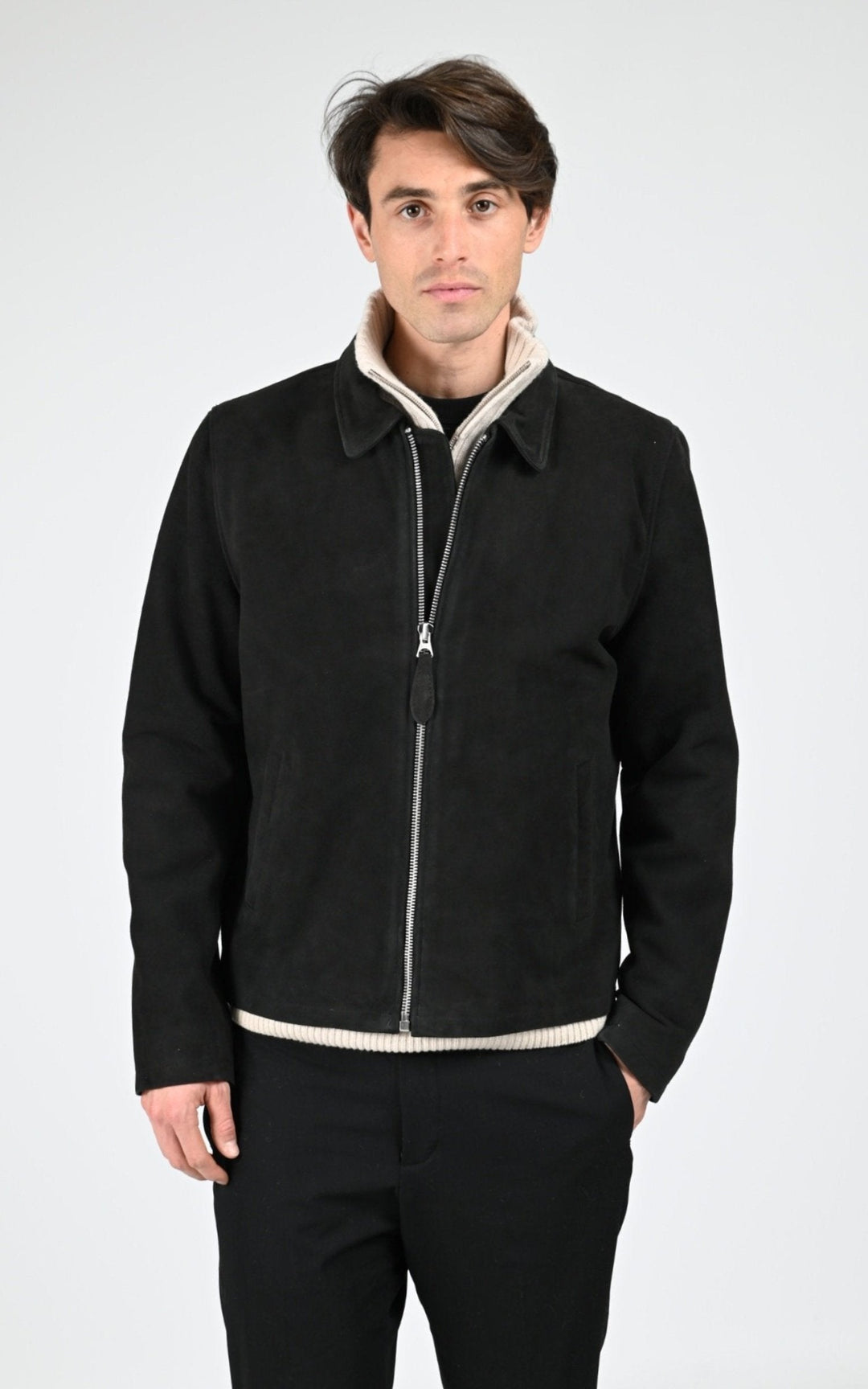 Veste Daim Homme Jaj -Schott-, modèle Lc classic s de couleur black