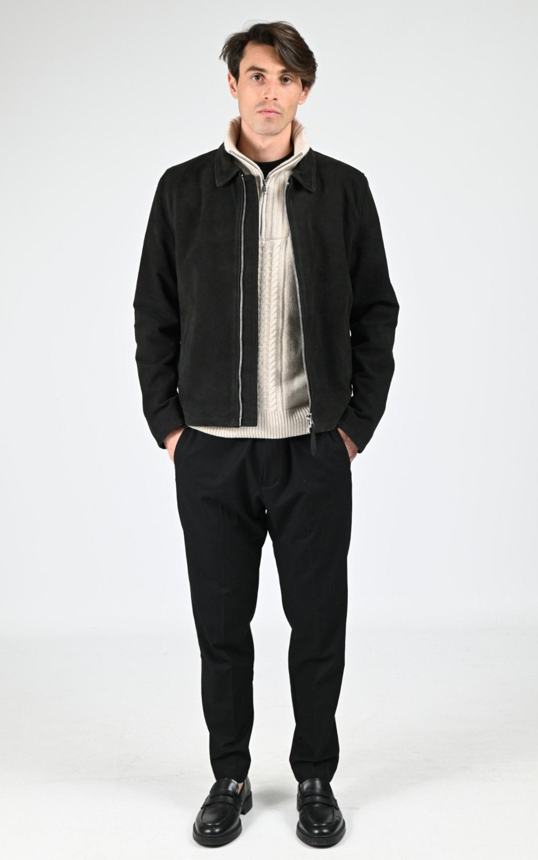 Veste Daim Homme Jaj -Schott-, modèle Lc classic s de couleur black