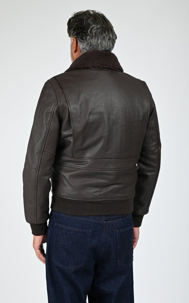 Pilote Cuir Homme Schott, modèle Lc fly w22 de couleur marron