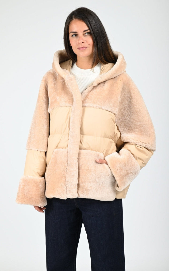Beige Oeillet Lambswool Puffer Jacket - Women