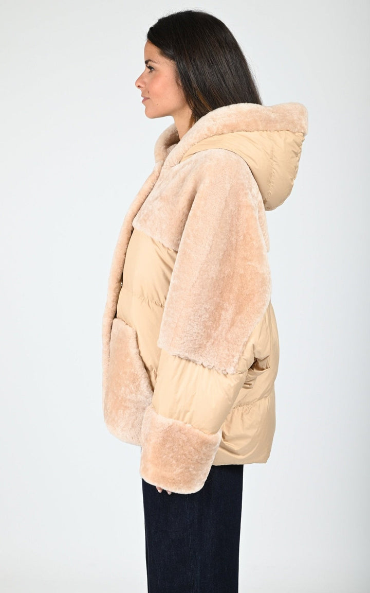 Beige Oeillet Lambswool Puffer Jacket - Women