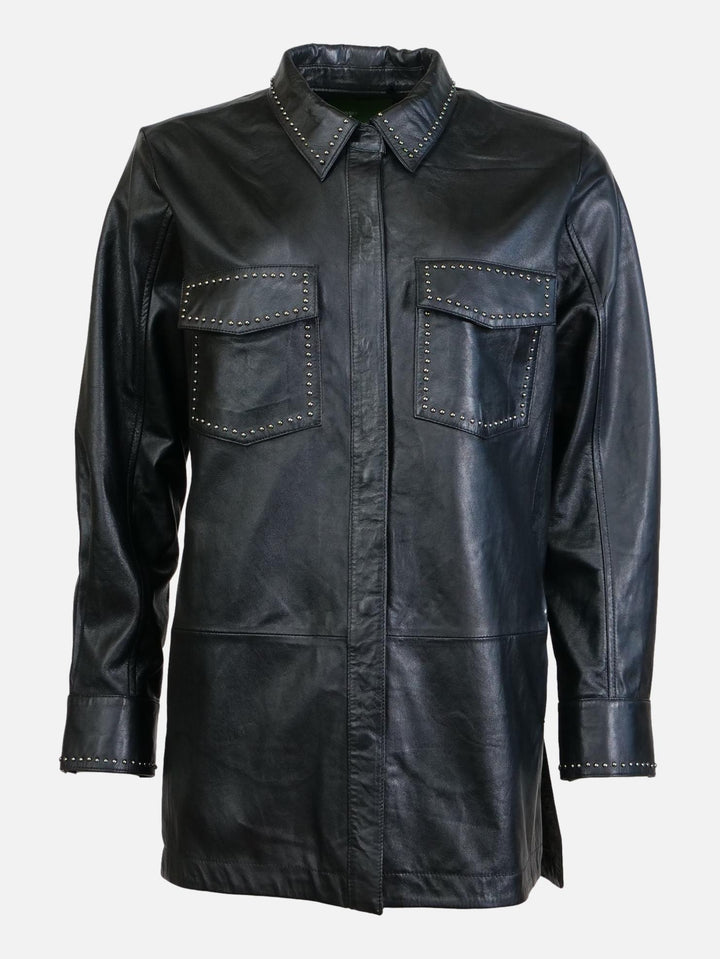 Jincy 77 cm. - Leather shirt - Dame - Sort