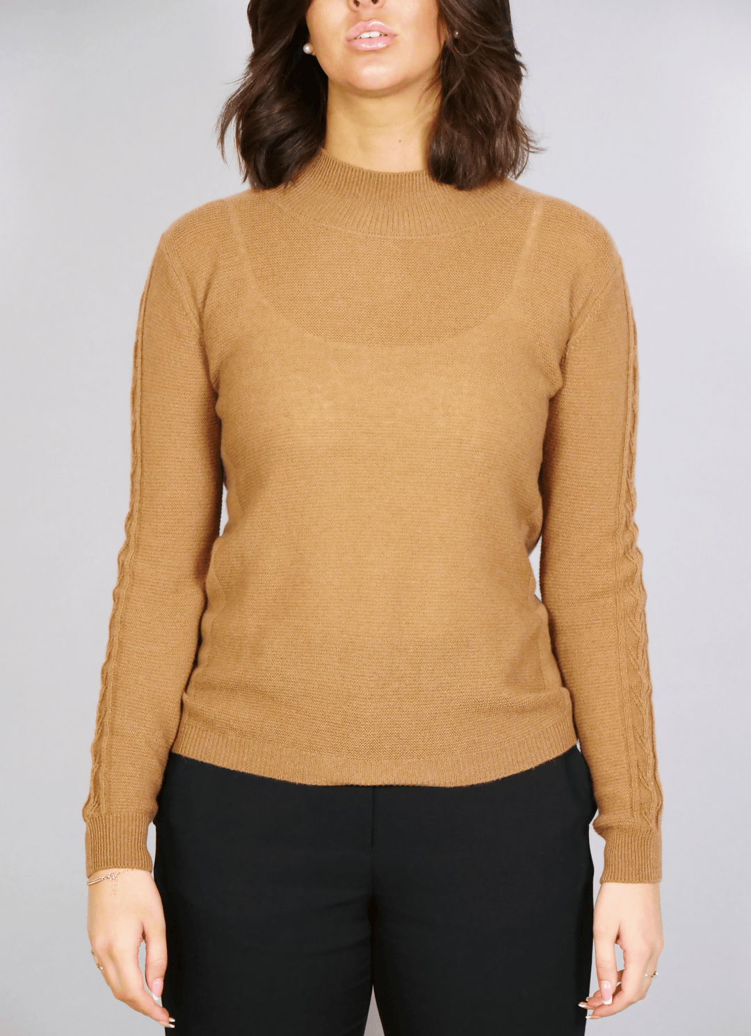 MKI Sweater 100 kashmir Dame Dark Camel Stampe Denmark