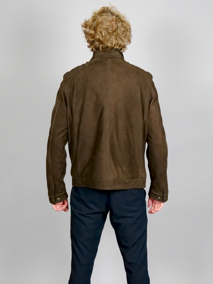 M-123088, 66 cm. - Lamb Nubuk Leatherjacket - Man - Brown