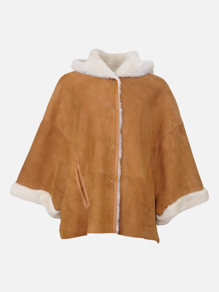 Halloy, 70 cm. - Lammeskind - Poncho/Jakke - Kvinde - Cognac