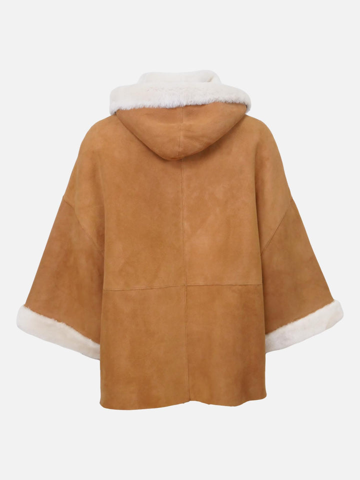 Halloy, 70 cm. - Lammeskind - Poncho/Jakke - Kvinde - Cognac