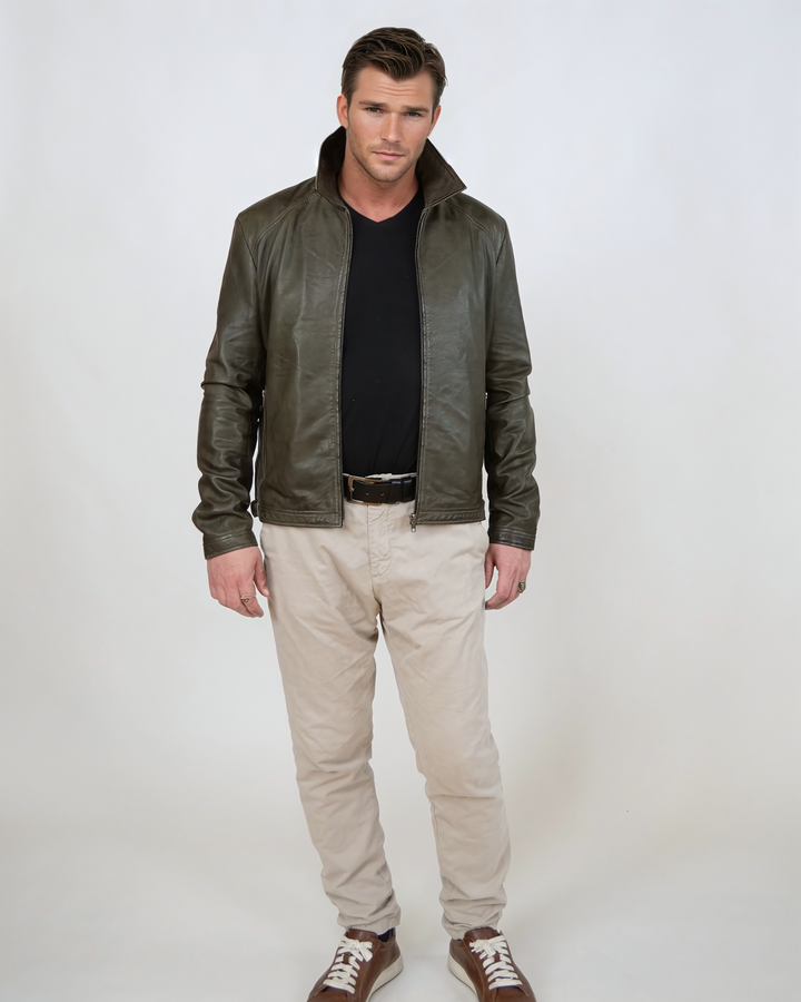 Ivar, 65 cm. - Lamb Polish Nappa Leather -Man - Olive