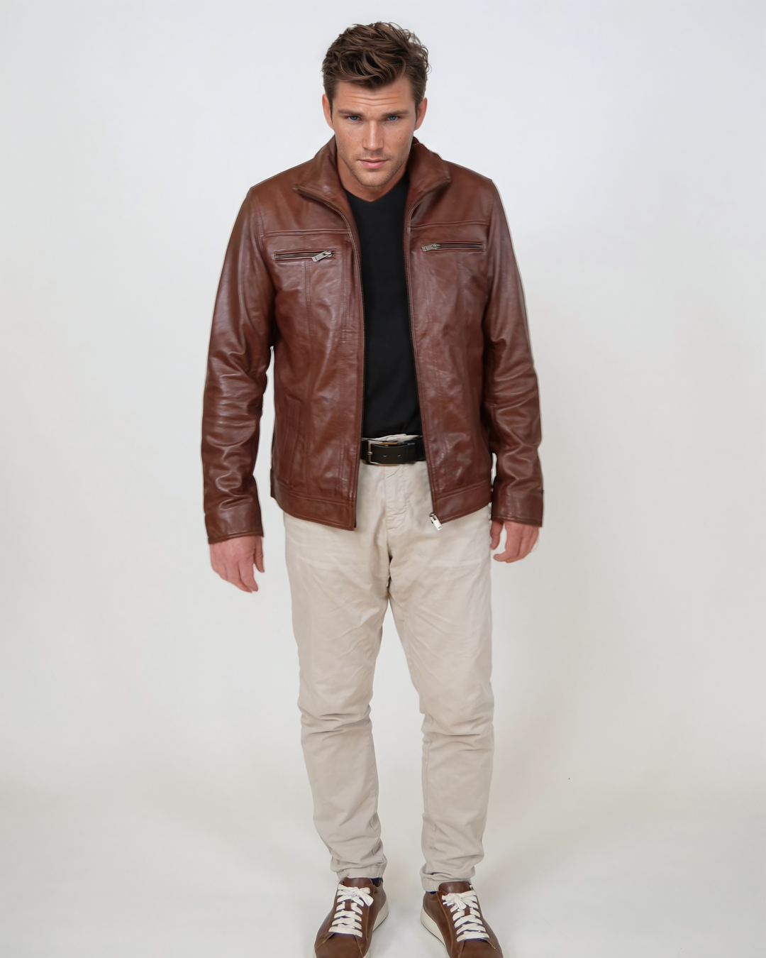 Derek - Lamb Polish Nappa Leather -Man - Copper Brown