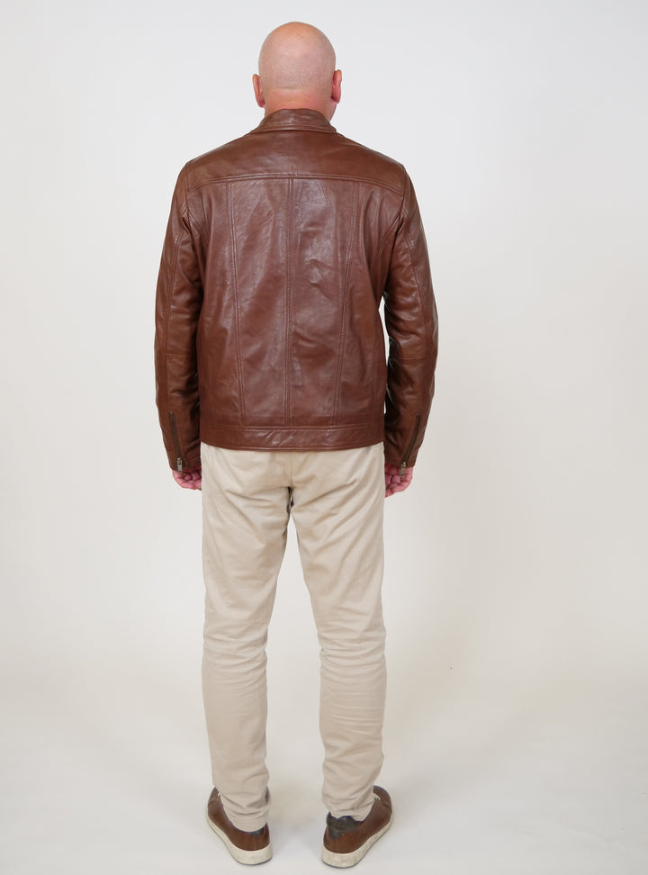 Derek - Lamb Polish Nappa Leather -Man - Copper Brown