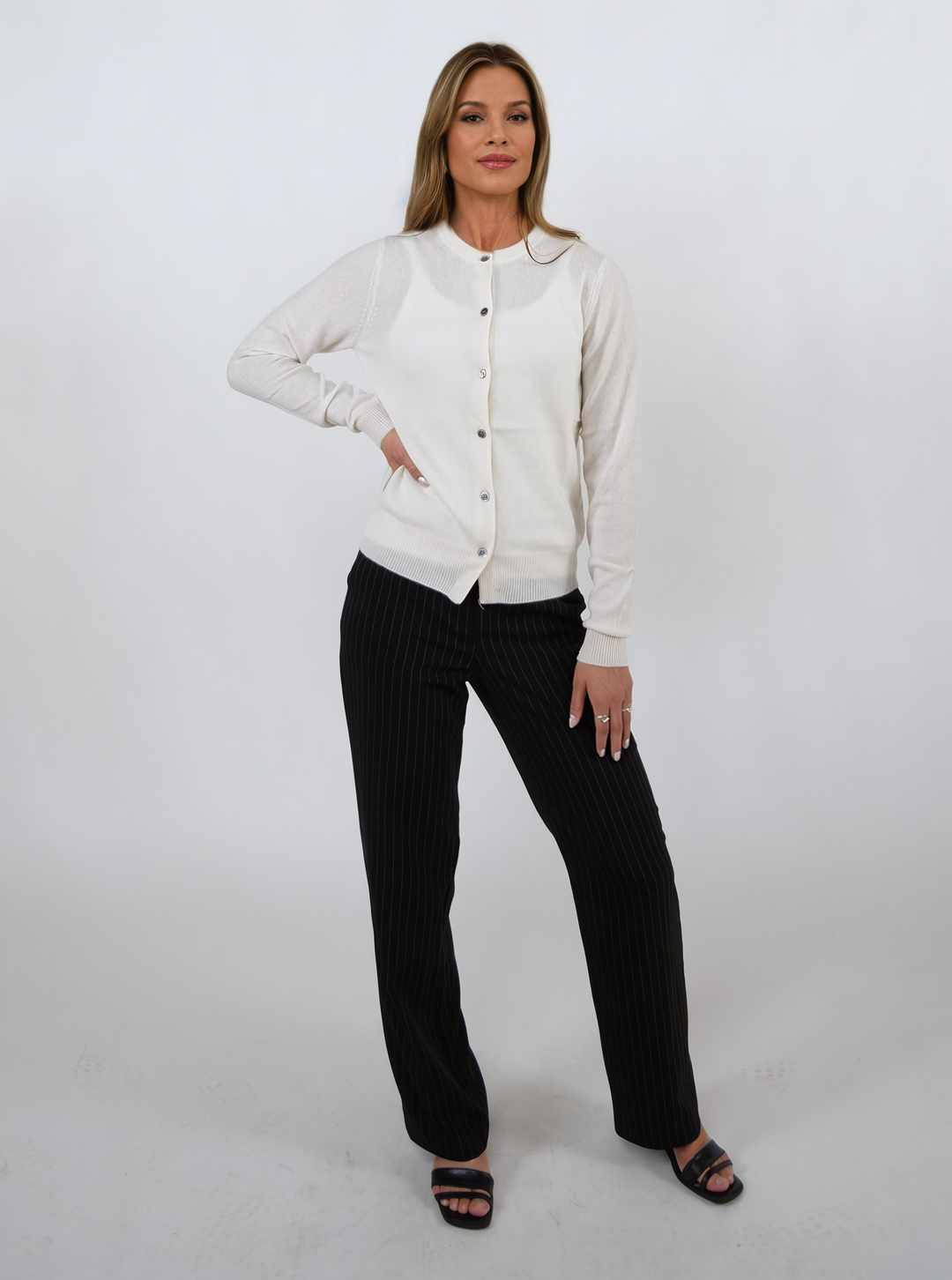 SY-23022-9 Cardigan - 100% Pure Cashmere - Women - White