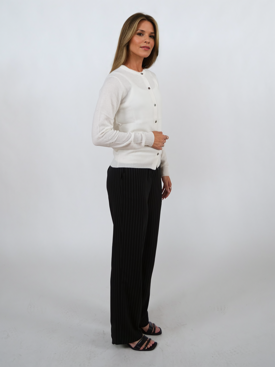 SY-23022-9 Cardigan - 100% Pure Cashmere - Women - White