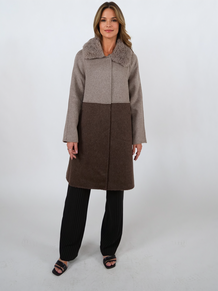 Italia, 95 cm. - Collar - 100% lana - Donne - Taupe e Brown scuro