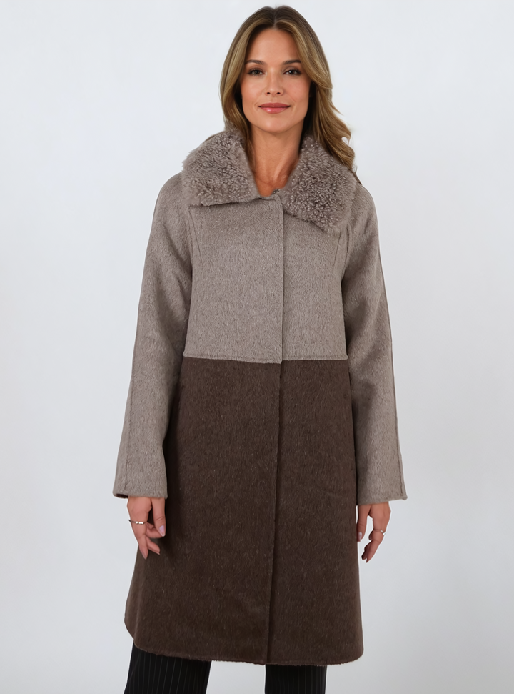 Italia, 95 cm. - Collar - 100% lana - Donne - Taupe e Brown scuro