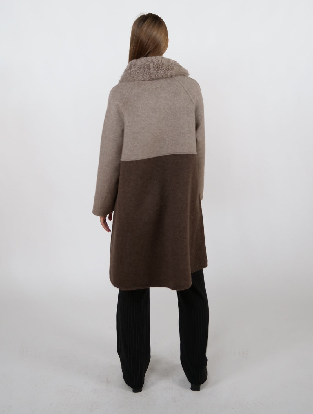 Italia, 95 cm. - Collar - 100% lana - Donne - Taupe e Brown scuro