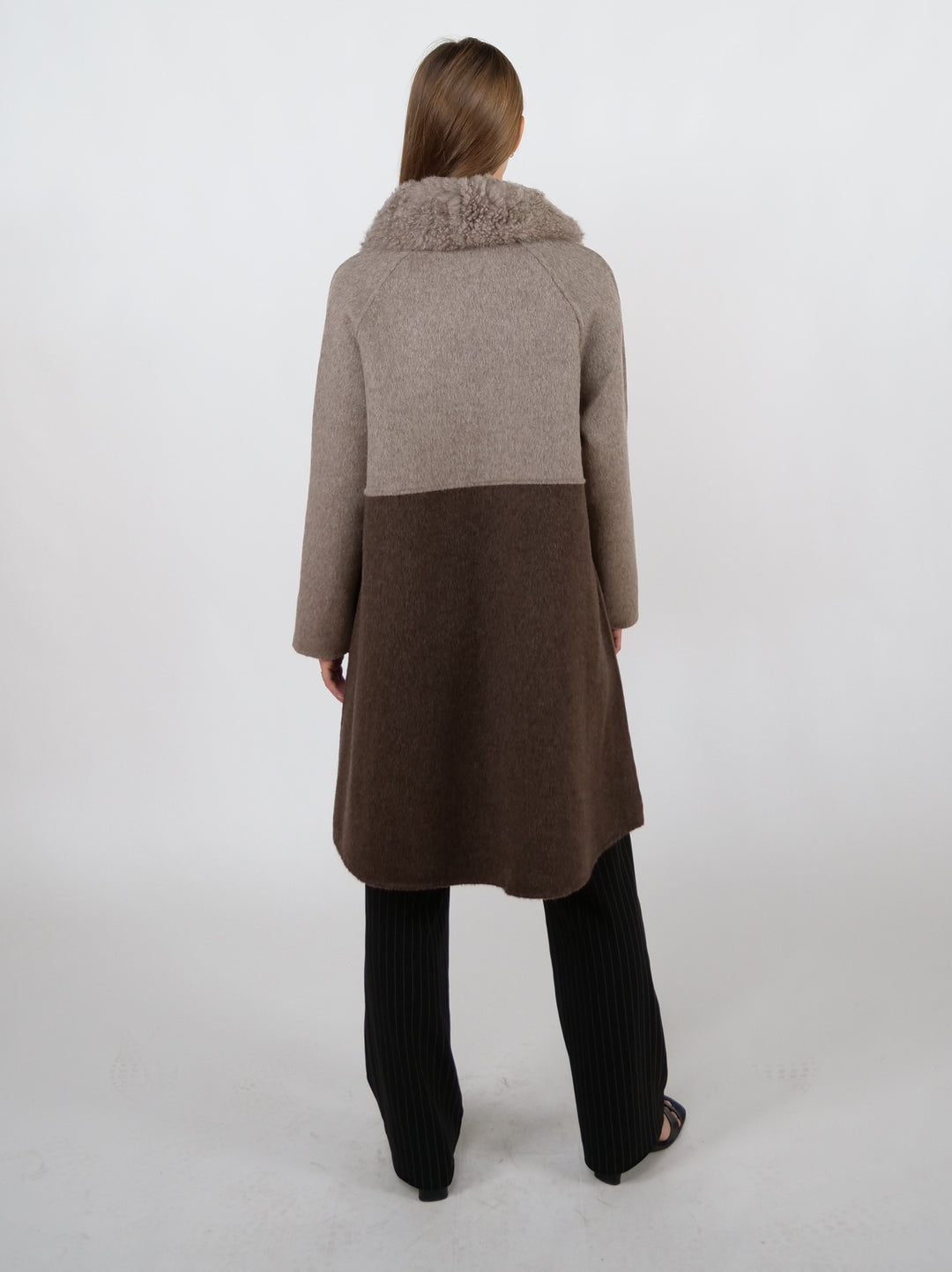 Italia, 95 cm. - Collar - 100% lana - Donne - Taupe e Brown scuro