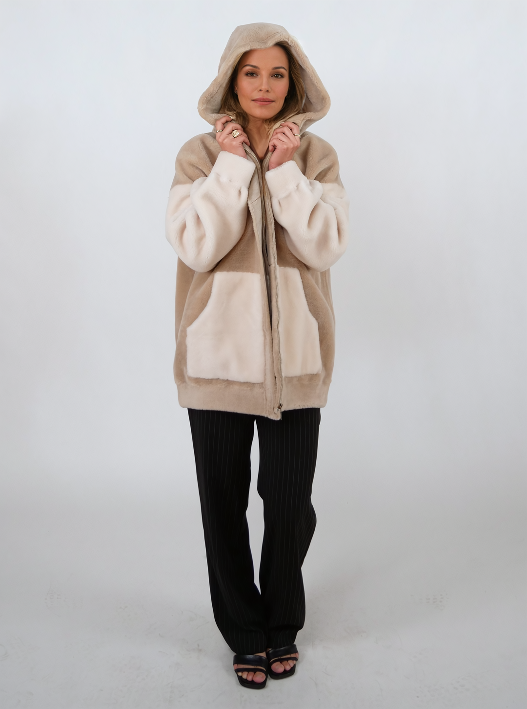 Inani 73 cm. - Air wool fur jacket - Dame - Cafe latte