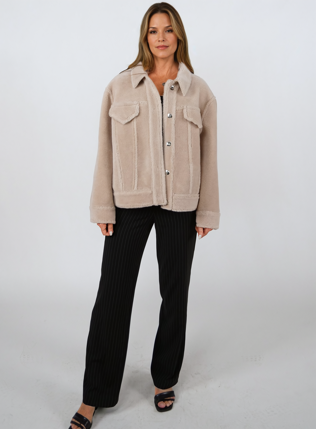 Iative, 57 cm. - Collier - Veste en laine d'air - Femmes - Beige