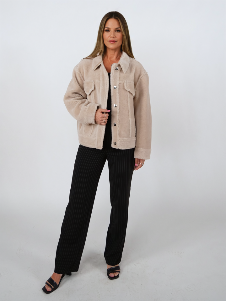 Iative, 57 cm. - Collier - Veste en laine d'air - Femmes - Beige